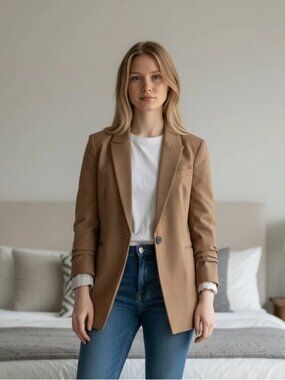 Theory Women's Camel Single-Button Blazer